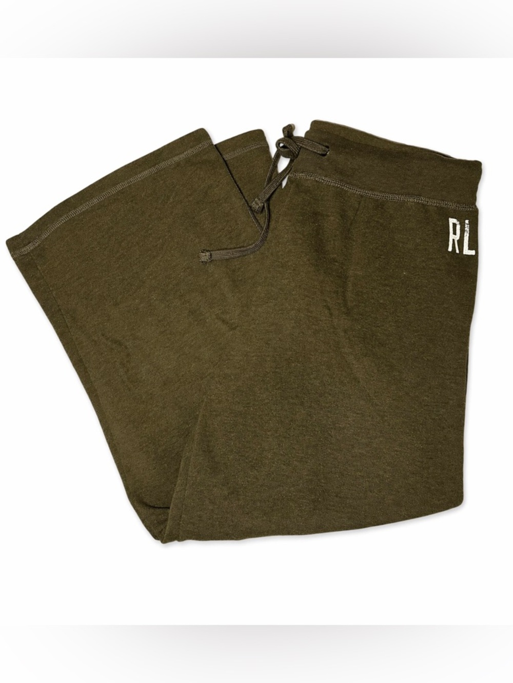Vintage Polo Ralph Lauren Ankle Sweatpants Olive Green RL Logo Y2K
